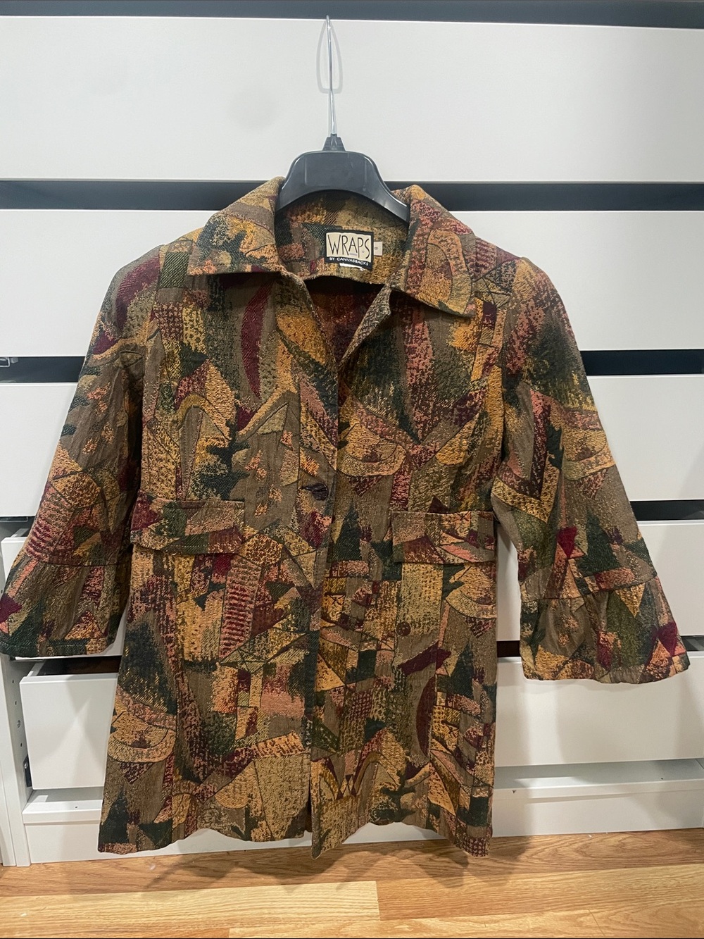 Olive Multicolor Printed Ruffle-Sleeve Jacket - Picture 5 of 6